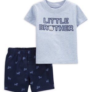 Carter's Child of Mine Baby Boys "Lil Bro" Outfit 2-Piece Set Size 12 Months NWT